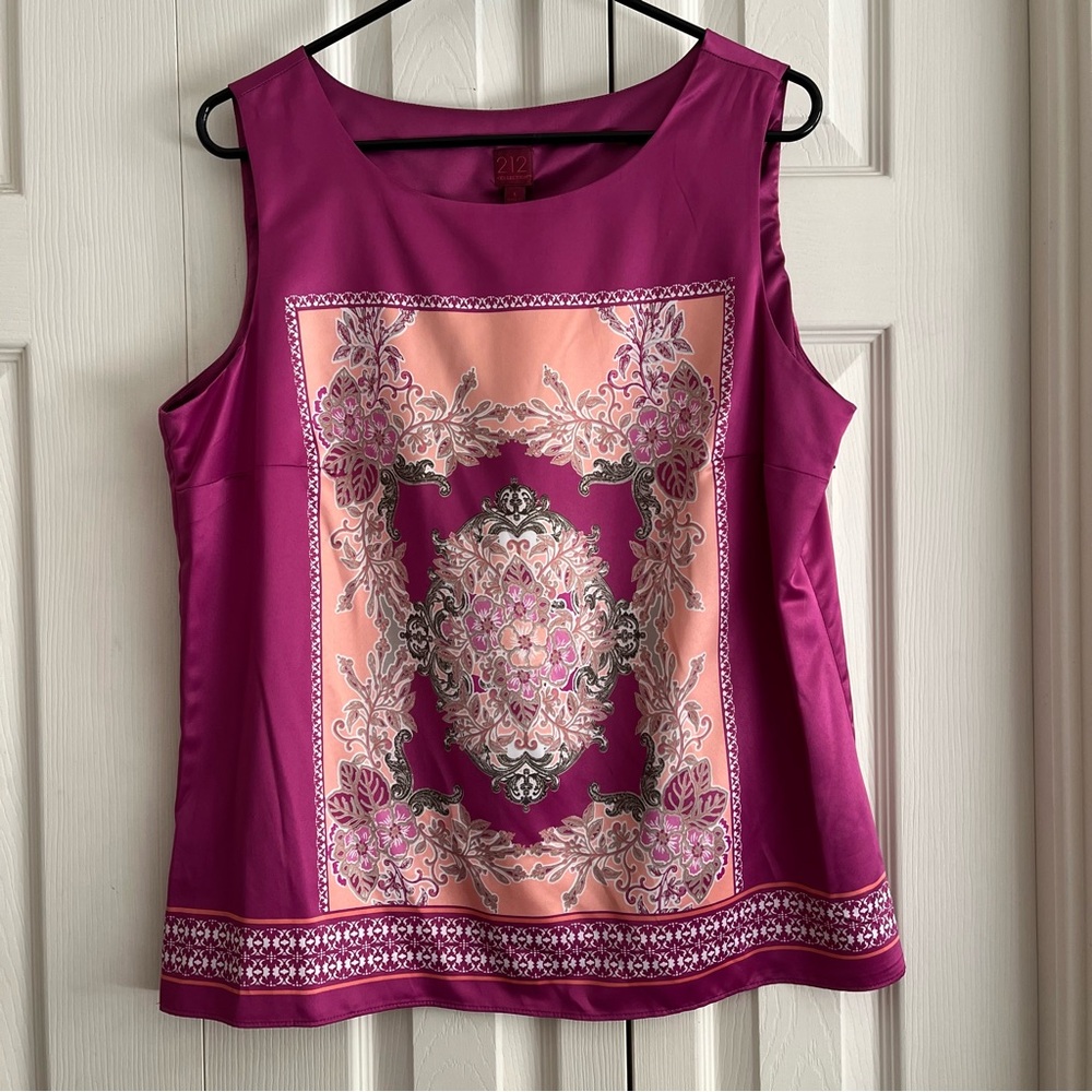 Magenta Sleeveless Top with Intricate Design